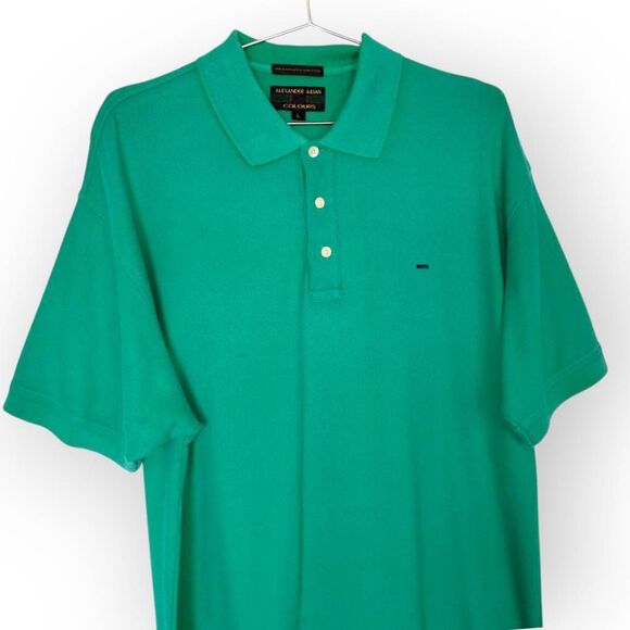 Alexander Julian Colours Mens Polo Sz L Cotton Tee Green Golf Sportswear Preppy - Picture 5 of 7